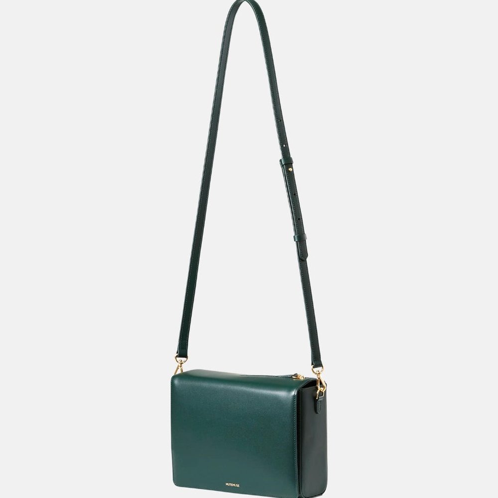 MuteMuse Amuse Bag in Sorbone Green Leather with Suede lining - Picture 2 of 10